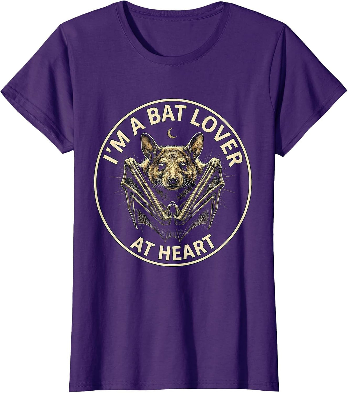Women's I'm A Bat Lover At Heart Vintage Bat Lover Halloween Nature T-Shirt - Purple