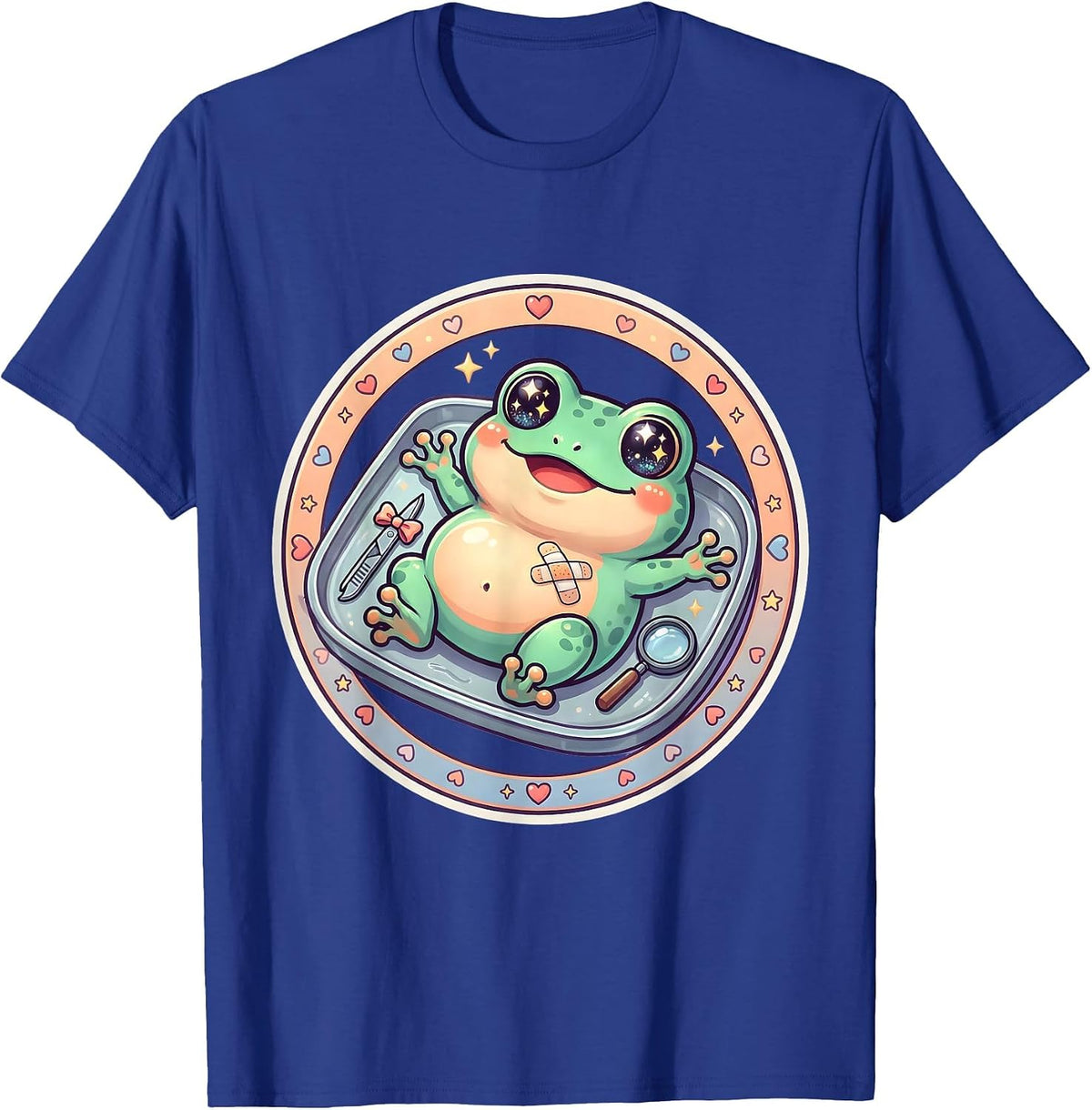 Frog Dissection Classroom Science Illustration T-Shirt - Royal Blue