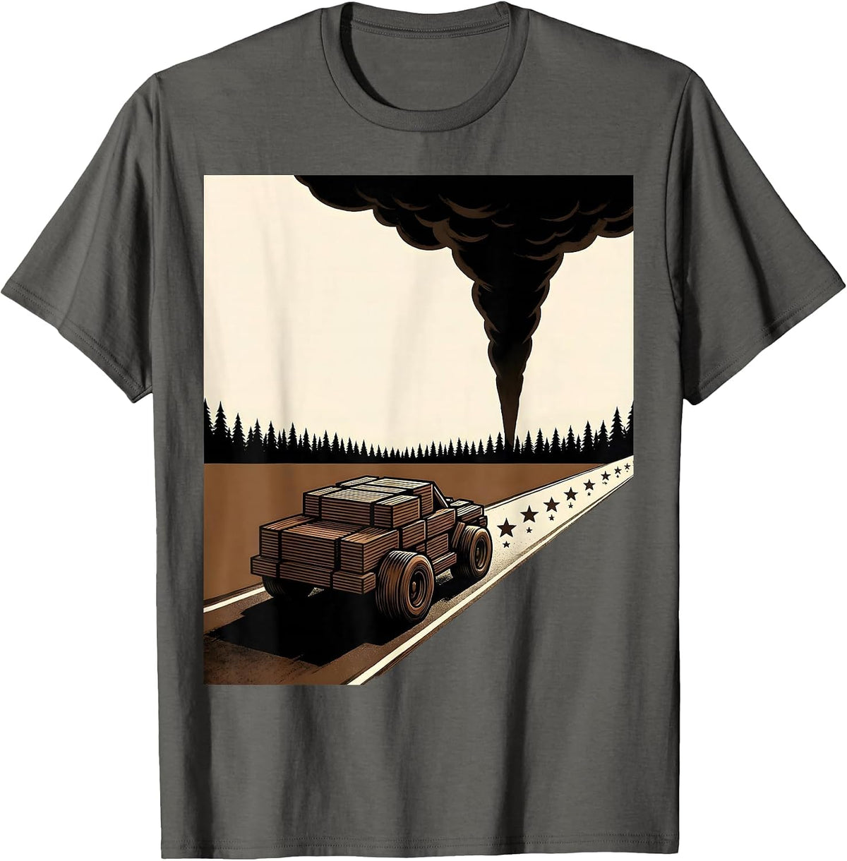 Men's Boxy Chase Vehicle Storm Chaser Meteorology Enthusiast T-Shirt - Asphalt Grey