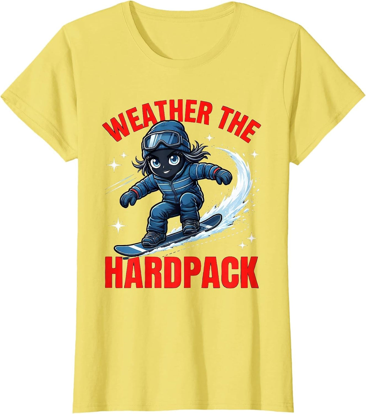 Weather the Hardpack Funny Snowboarder Winter Sports T-Shirt - Lemon Yellow