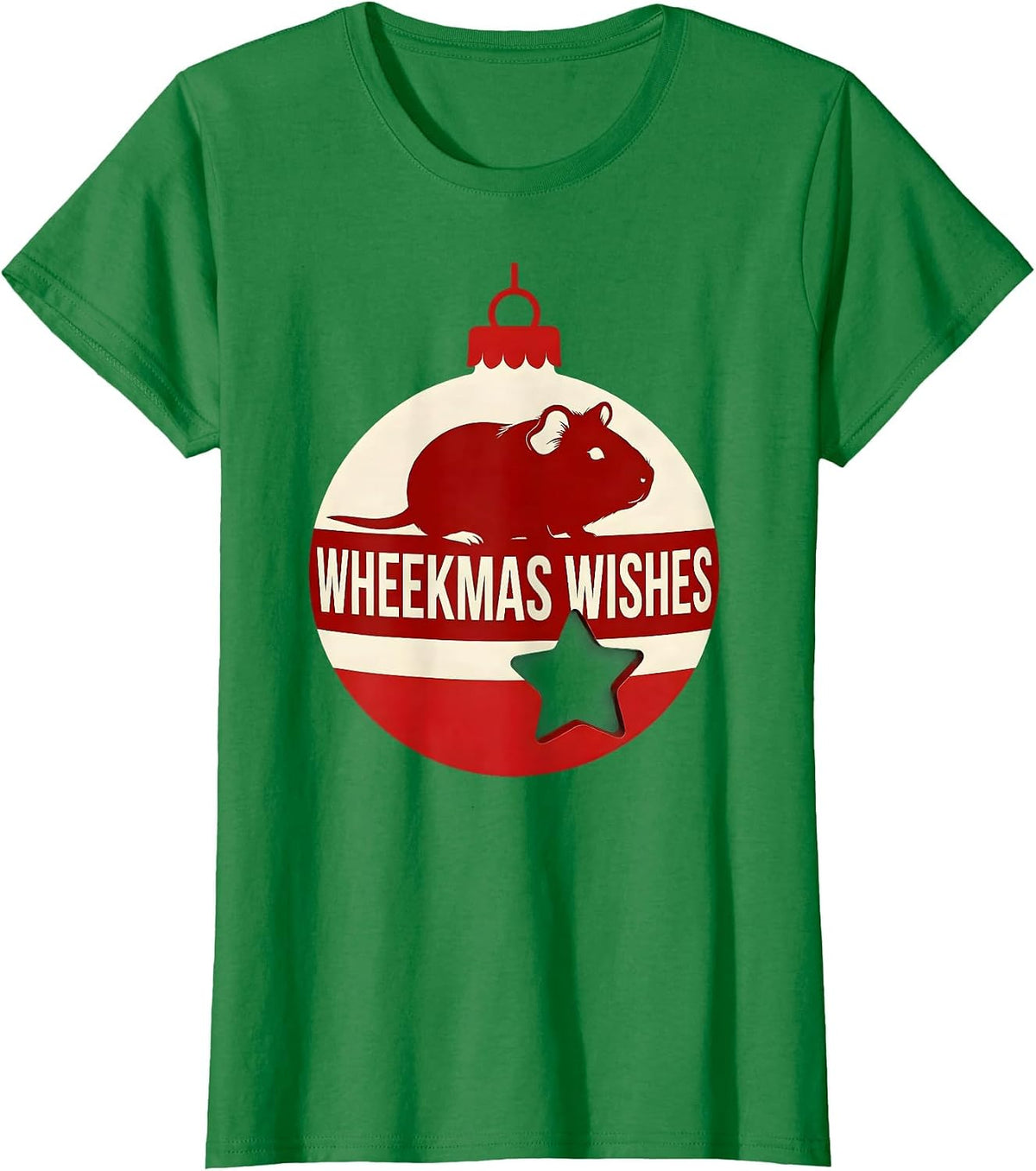 Women's Wheekmas Wishes Funny Guinea Pig Christmas Pet Lover Holiday T-Shirt - Kelly Green