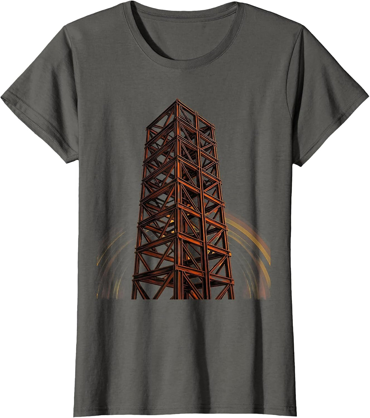 Labor Day Rising Skyscraper Steel Girder Illustration T-Shirt, Women, Asphalt Grey, 3X-Large - As Pictured