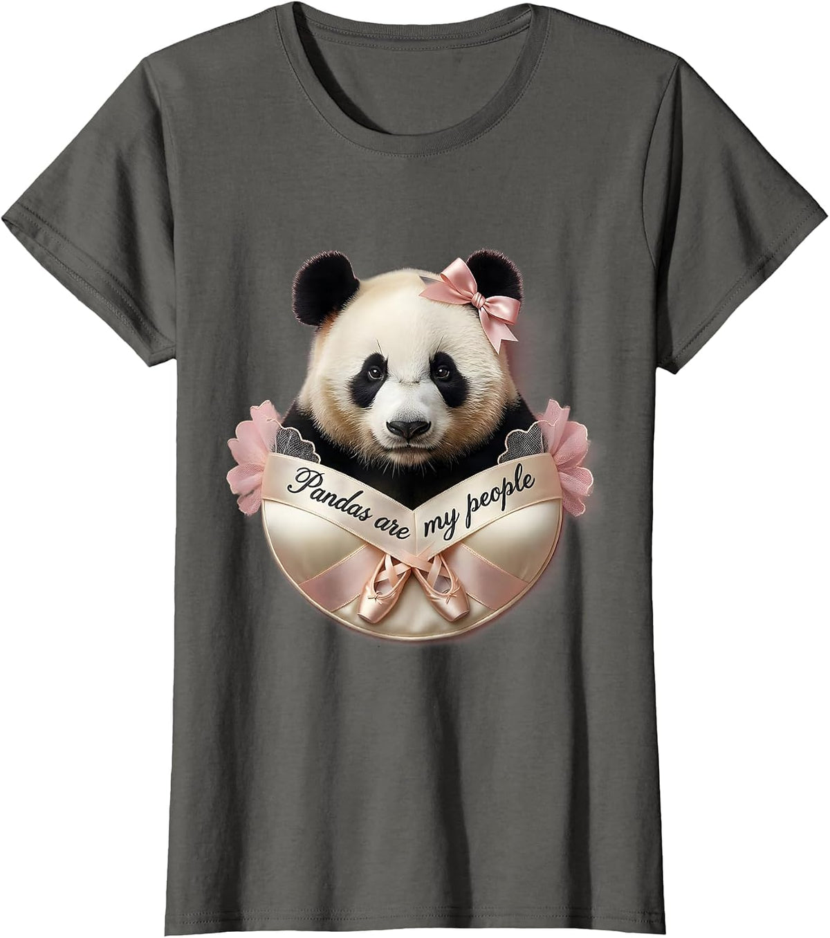 Women's Pandas Are My People Panda Lover Design T-Shirt - Asphalt Grey