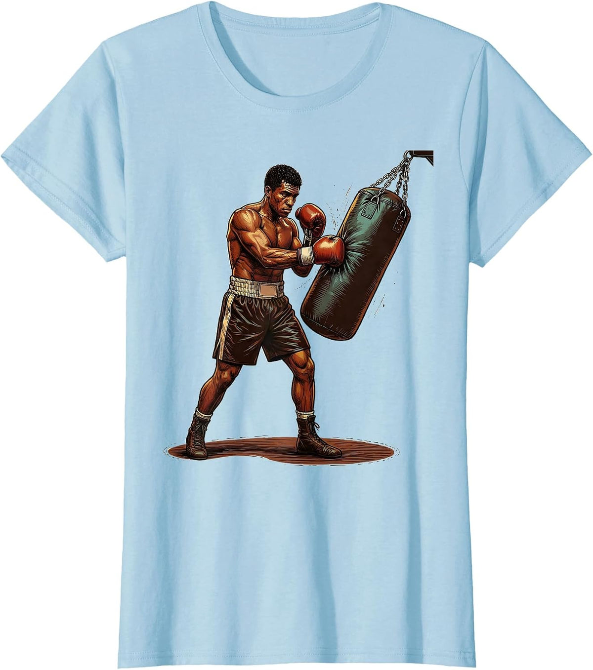 Boxer Resting Heavy Bag Vintage Gym Humor T-Shirt - Baby Blue
