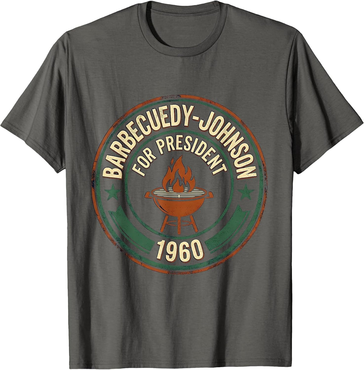 Barbecuedy-Johnson For President 1960 Vintage Retro T-Shirt - Asphalt Grey