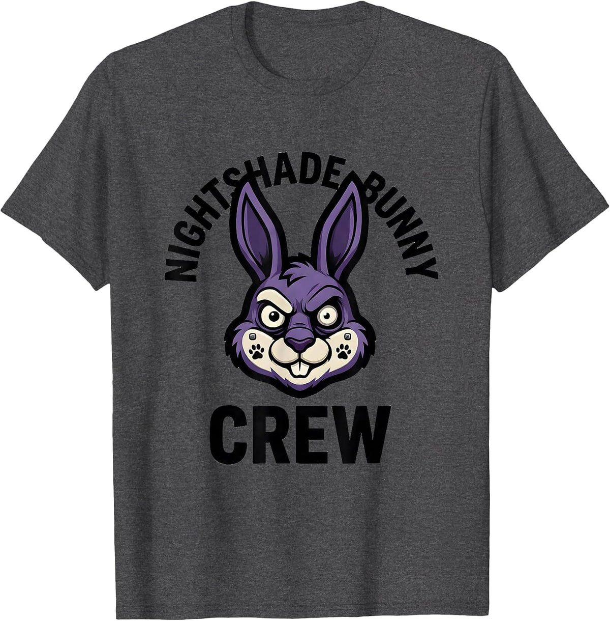 Nightshade Bunny Crew Creepy Cute Goth Bunny Horror T-Shirt - Dark Heather Grey
