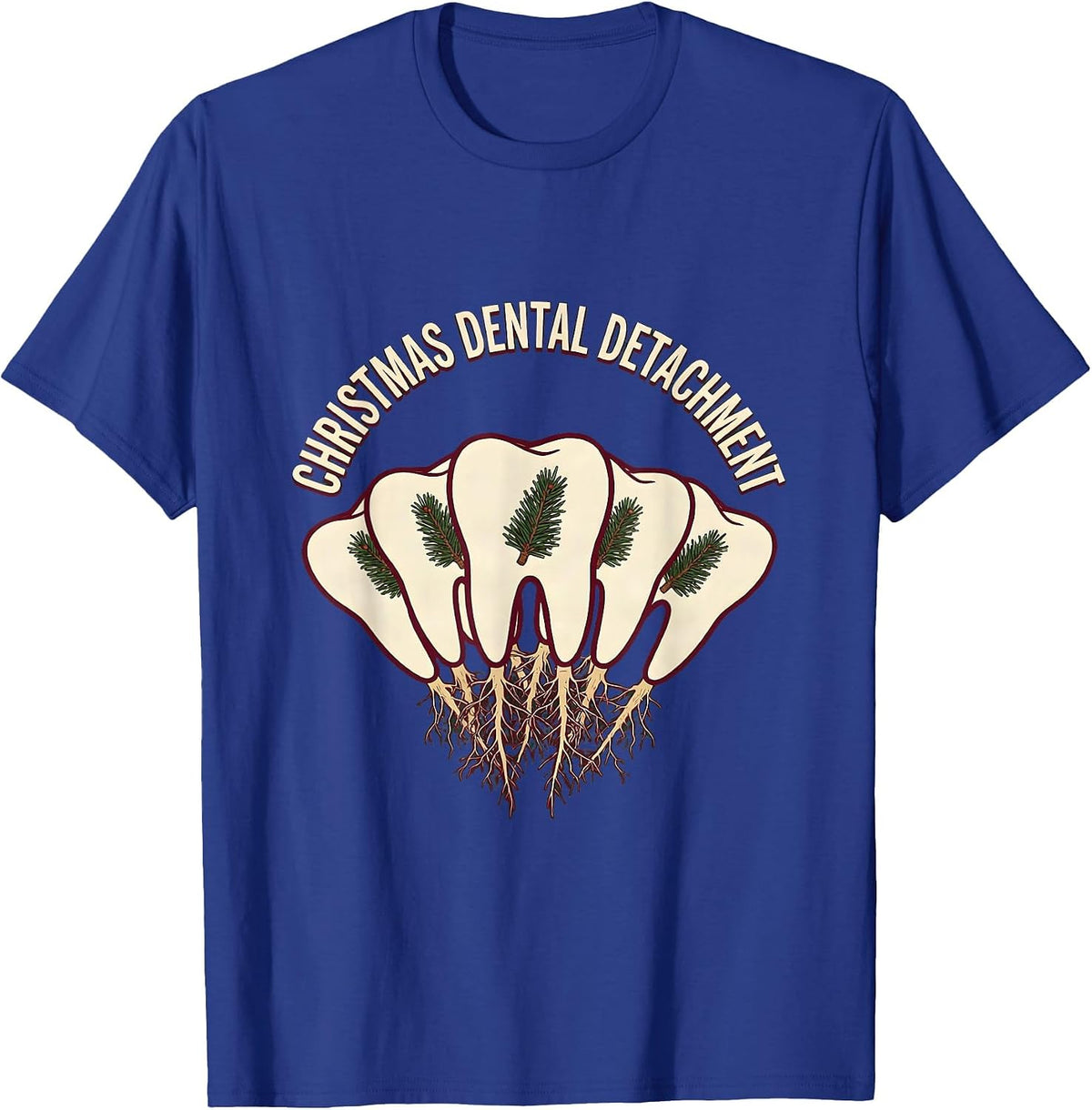 Men's Christmas Dental Detachment Funny Dentist Dental Team T-Shirt - Royal Blue