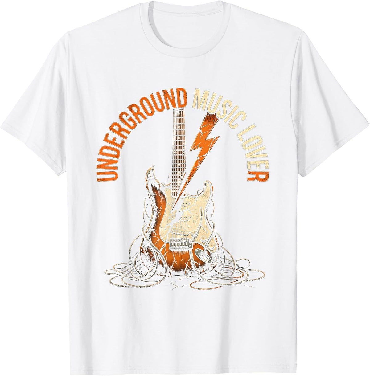 Underground Music Lover Grunge Graphic Design T-Shirt - White