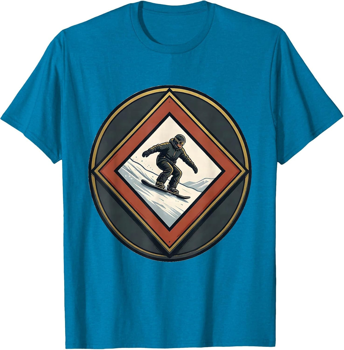 Double Diamond Snowboarder Dad Winter Humor Emblem T-Shirt - Sapphire Blue