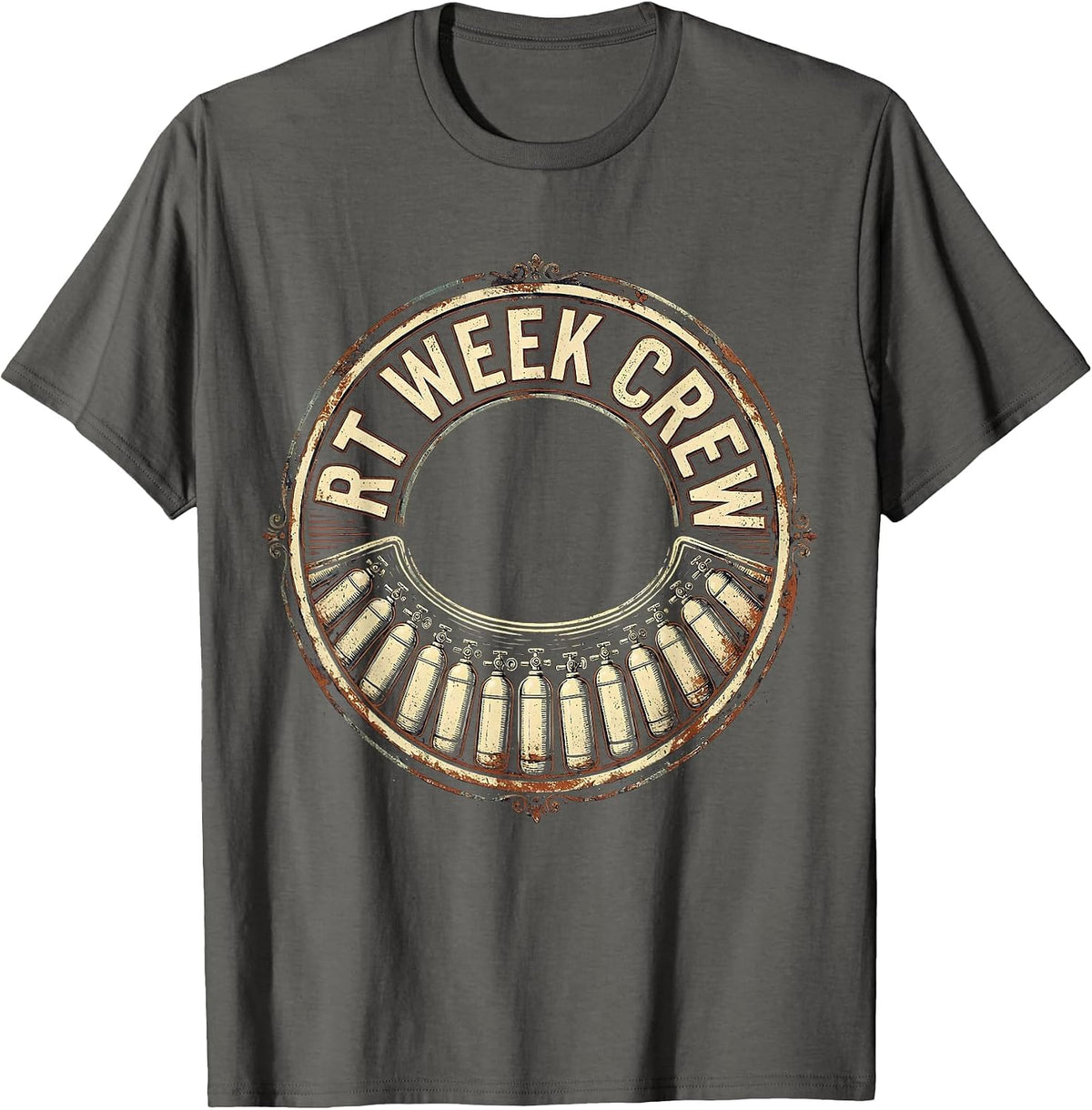 RT Week Crew Vintage Respiratory Therapist Care Week Pride T-Shirt - Asphalt Grey