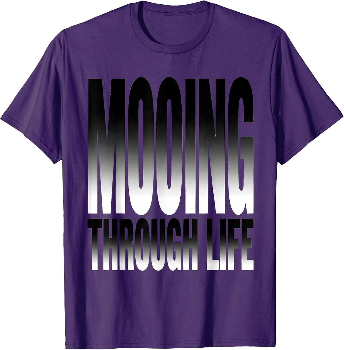Men's Mooing Through Life Cow Print Design T-Shirt - Purple