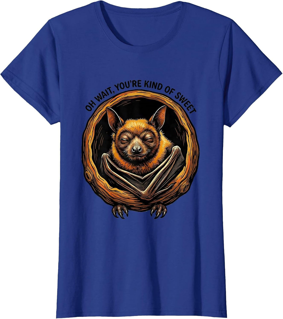Women's Oh Wait, You're Kind Of Sweet Vintage Bat Lover Halloween T-Shirt - Royal Blue