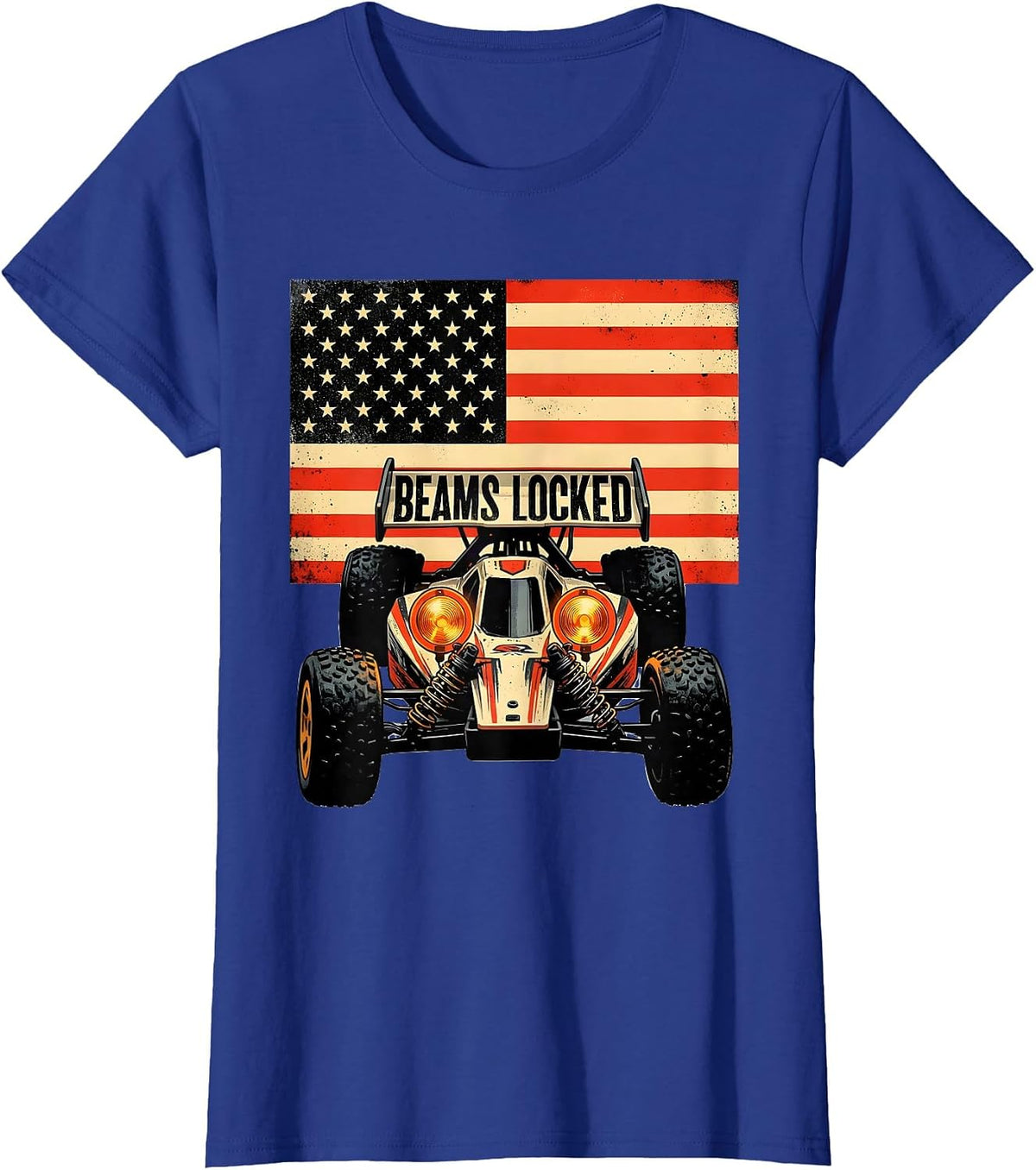 Women's Beams Locked Patriotic RC Car Racing Drag Strip Gift T-Shirt - Royal Blue