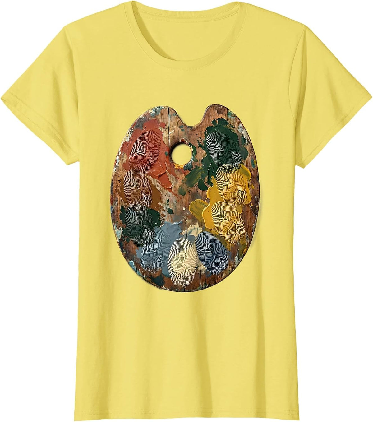 First Grade Teacher Paint Palette Fingerprint Art T-Shirt - Lemon Yellow