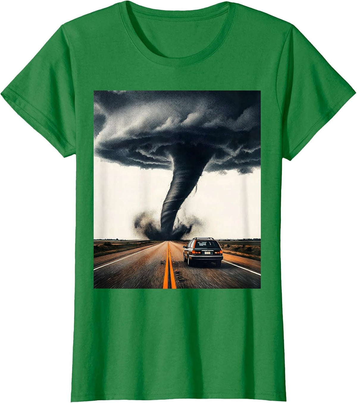 Women's Left-Leaning Tornado Funnel Storm Chaser Meteorology T-Shirt - Kelly Green