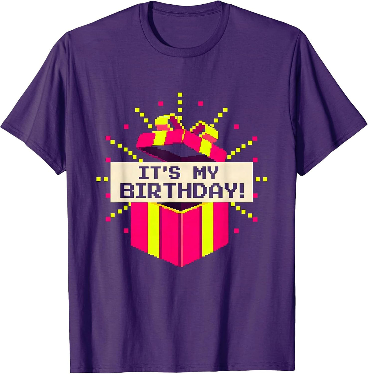 It's My Birthday! Pixel Art Funny Birthday Humor T-Shirt - Purple