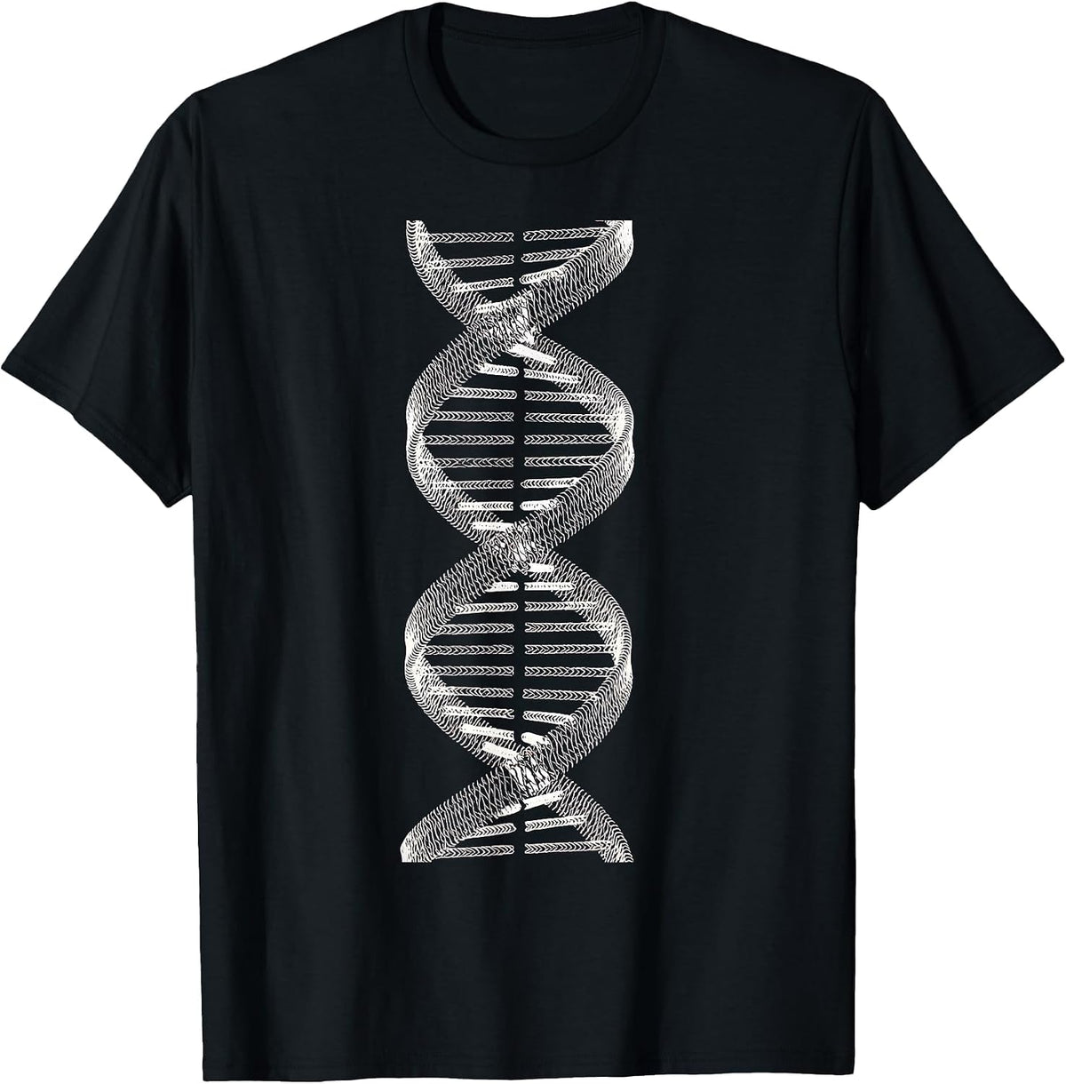 Men's Baseball Stitch Double Helix Science Art T-Shirt - Black