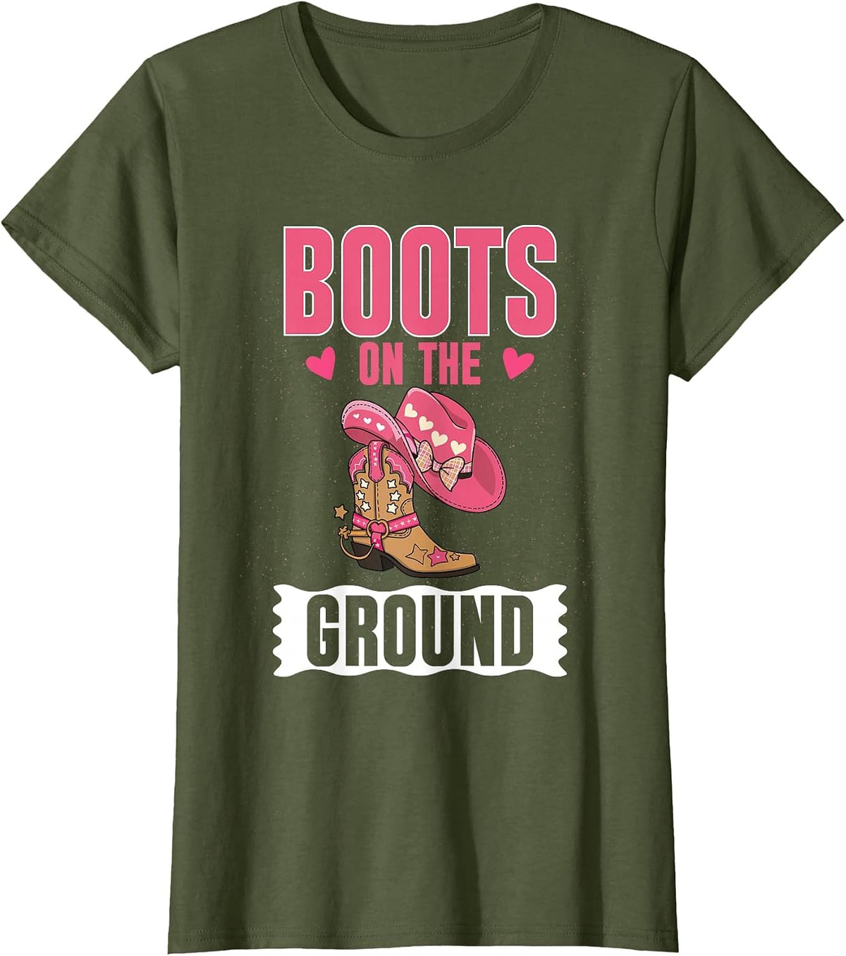 Boots on the Ground. Linedance T-Shirt - Olive Green