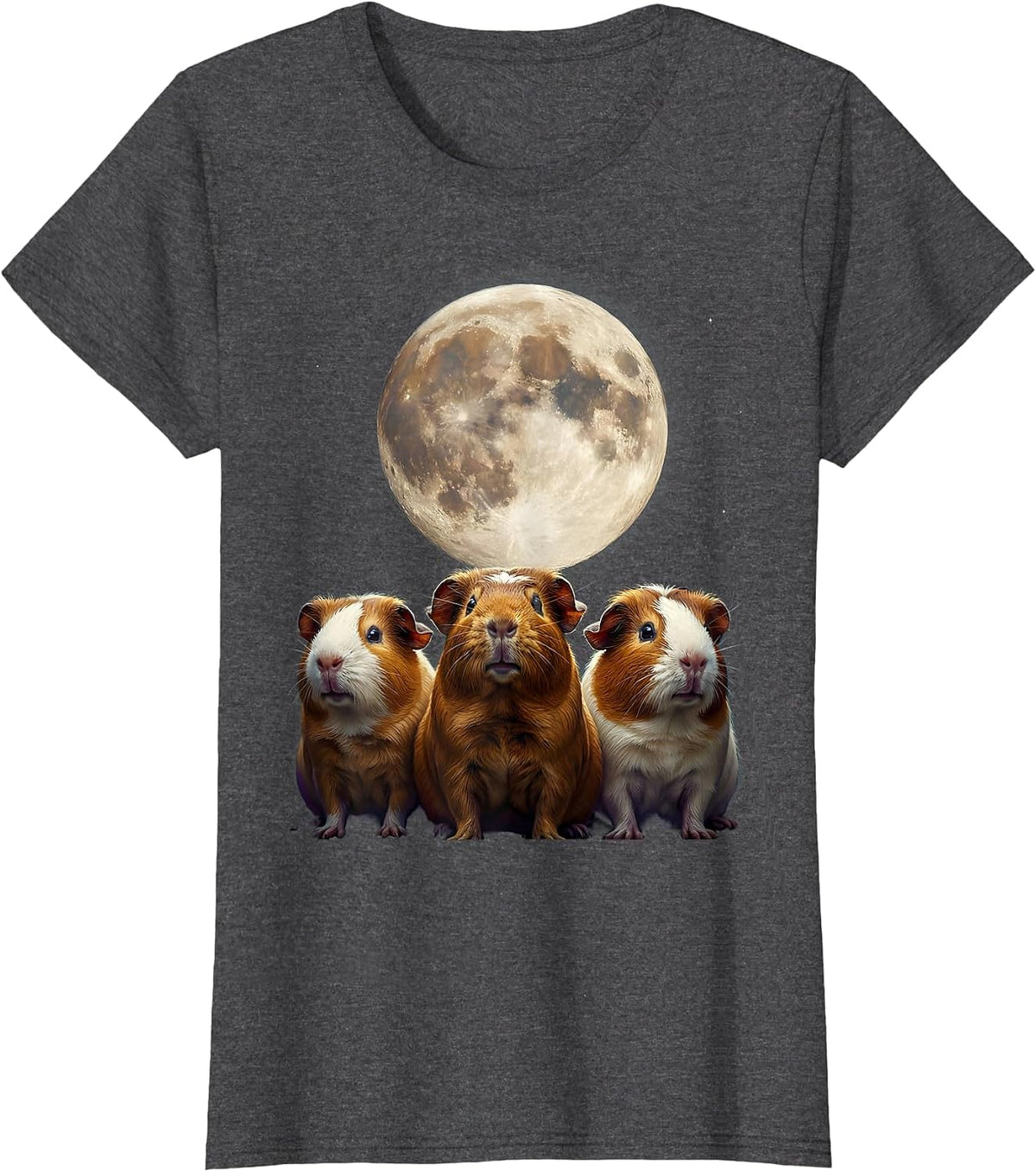 Women's Three Hairless Guinea Pigs Surreal Pet Lover Humor T-Shirt - Dark Heather Grey