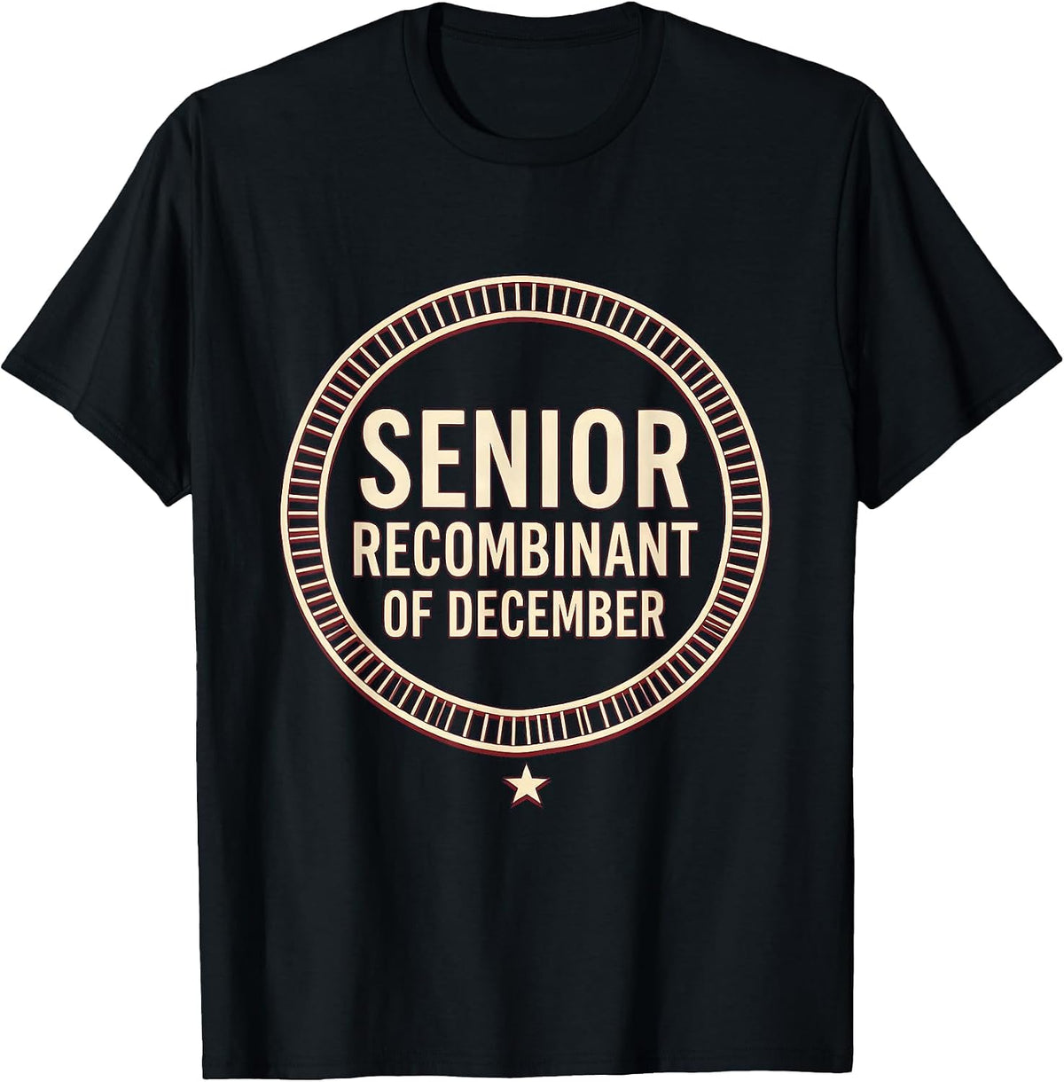 Men's Senior Recombinant of December Science Teacher DNA Humor T-Shirt - Black