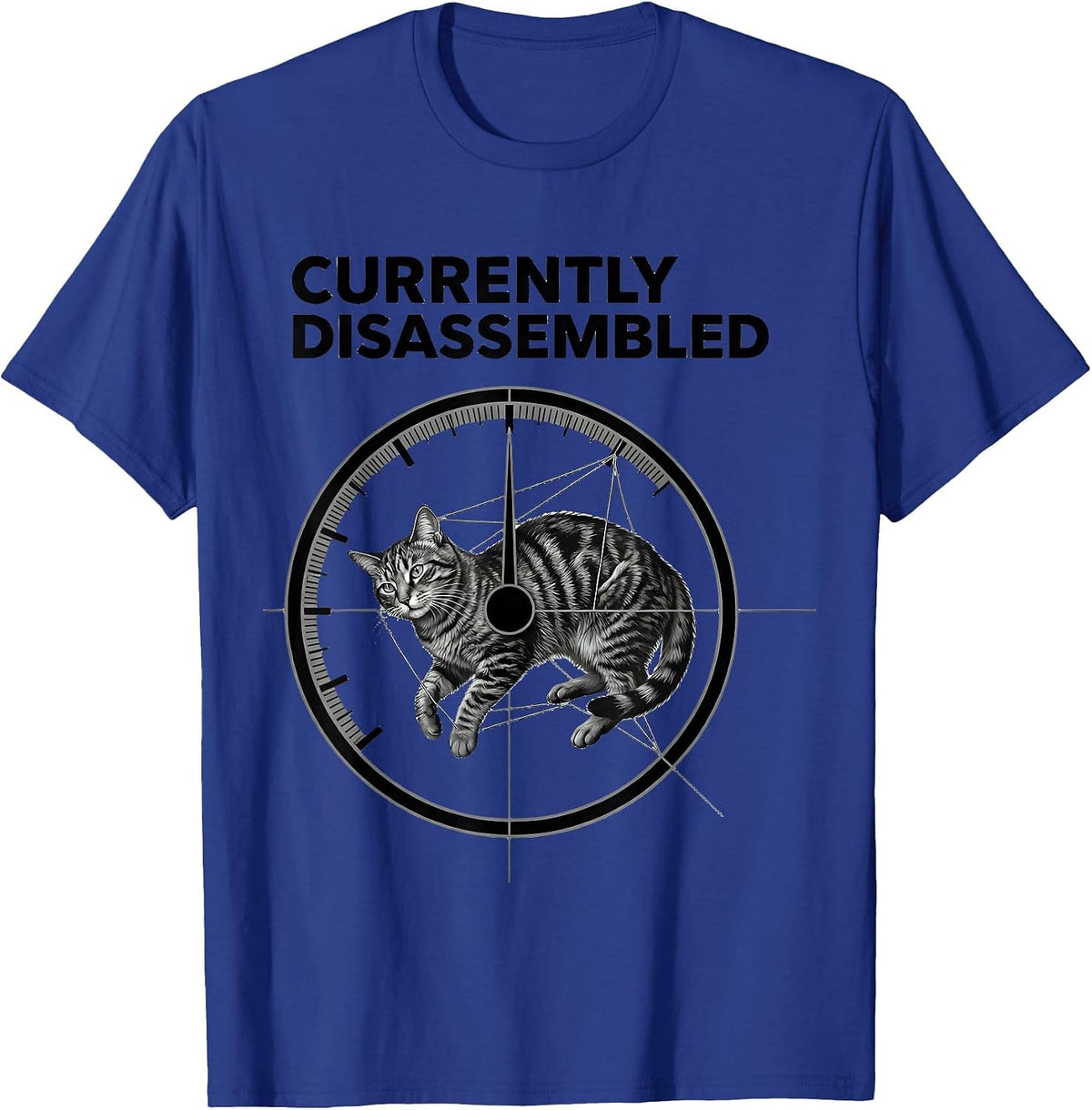 Currently Disassembled Funny Cat Meme Absurdist Humor T-Shirt - Royal Blue
