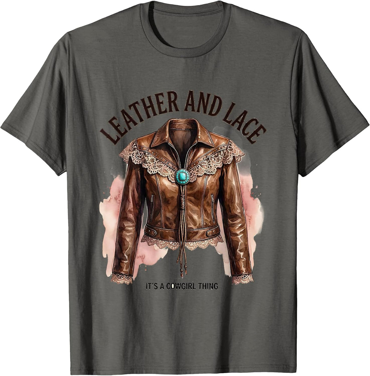 Leather and Lace It's a Cowgirl Thing Western Cowgirl Pride T-Shirt - Asphalt Grey