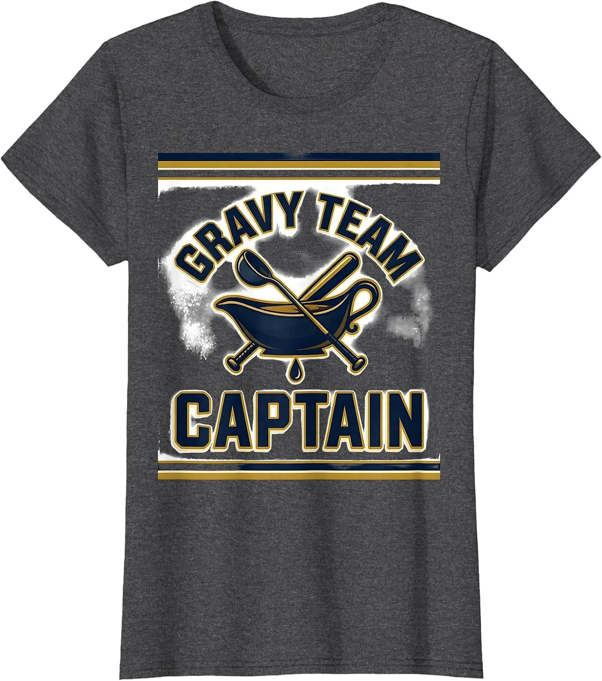 Women's Gravy Team Captain Funny Thanksgiving Dinner Food Humor T-Shirt - Dark Heather Grey