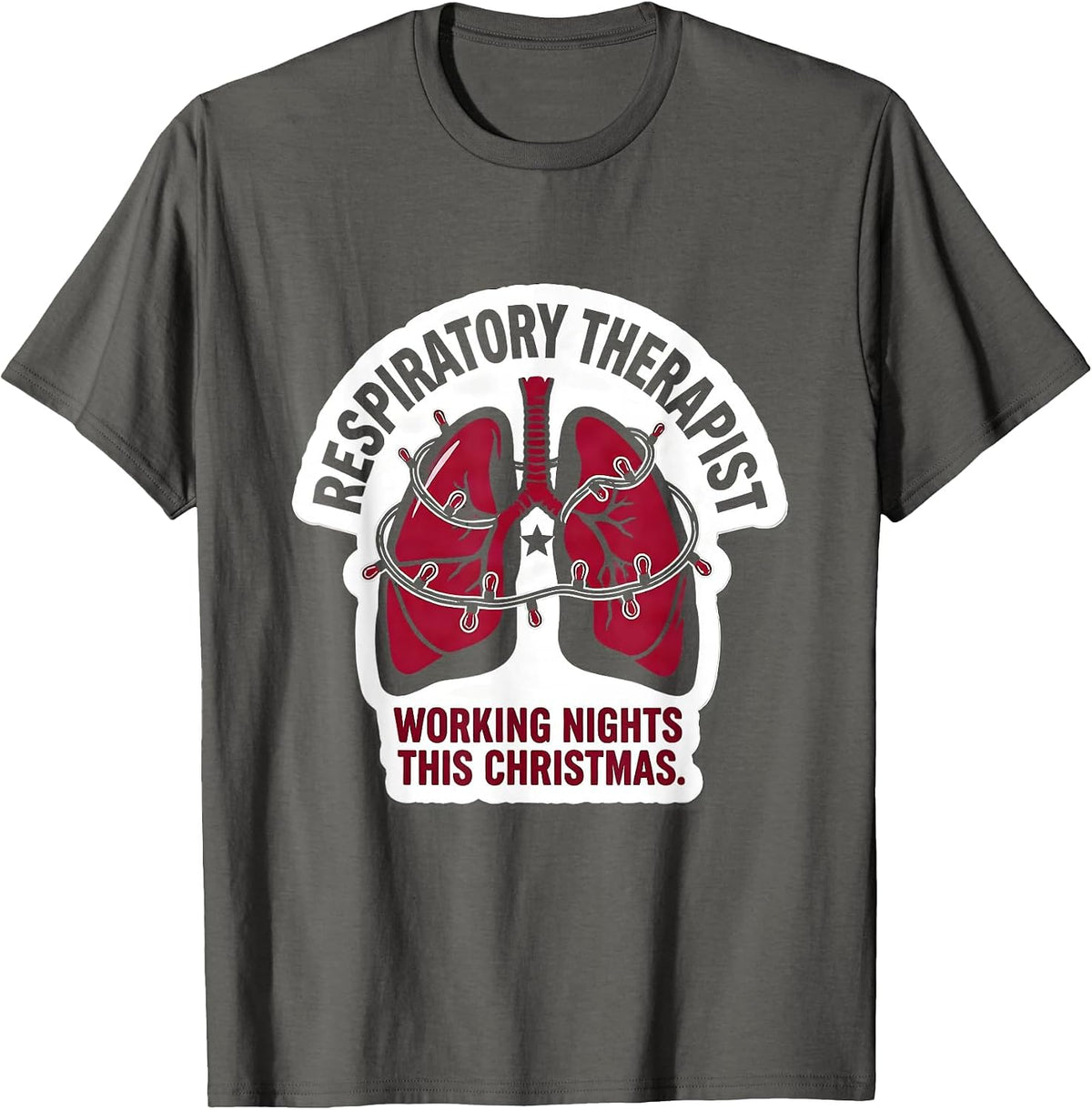 Men's Respiratory Therapist, Working Nights This Christmas RT T-Shirt - Asphalt Grey
