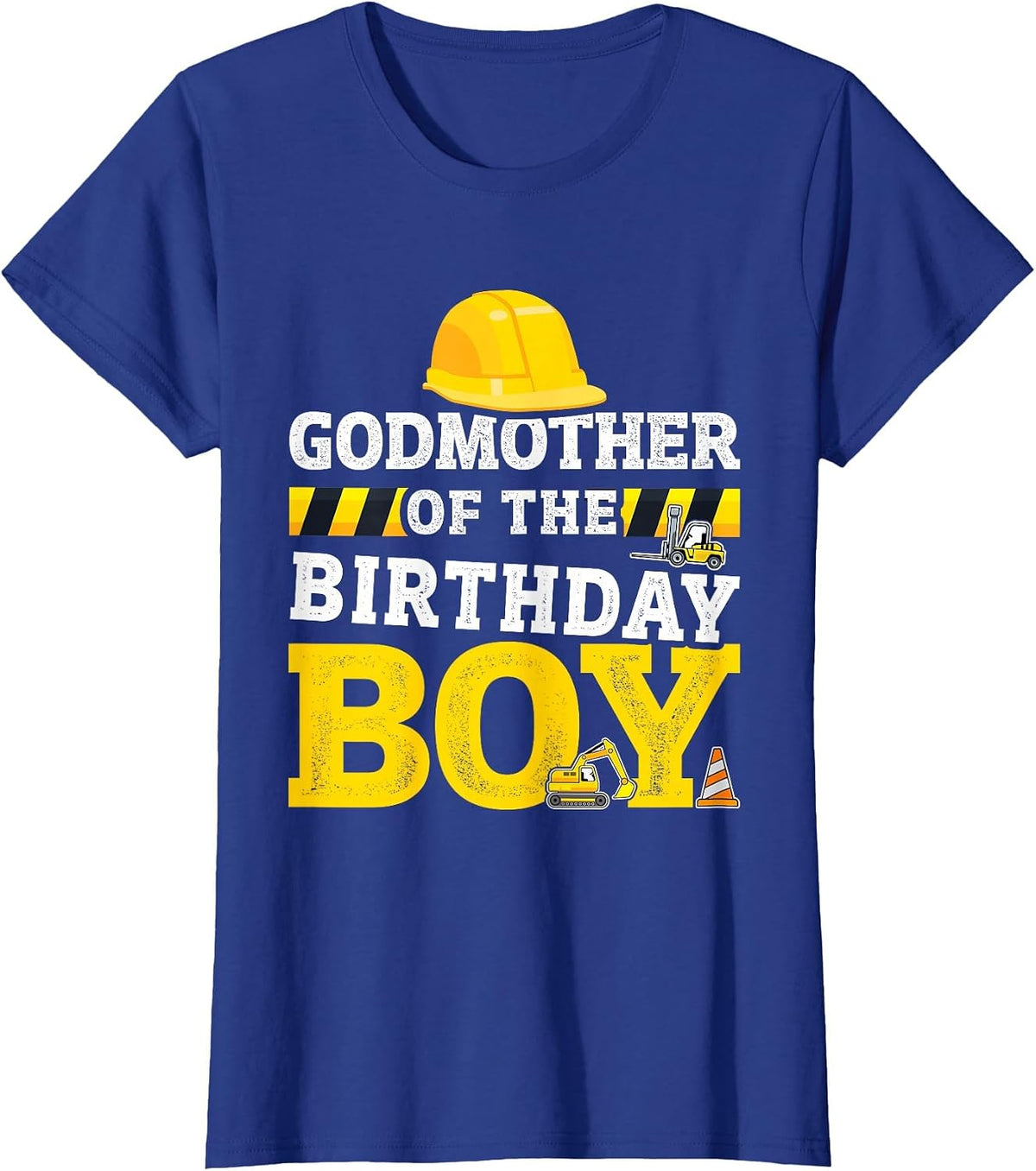 Godmother of Birthday boy Matching Family Construction Party T-Shirt - Royal Blue