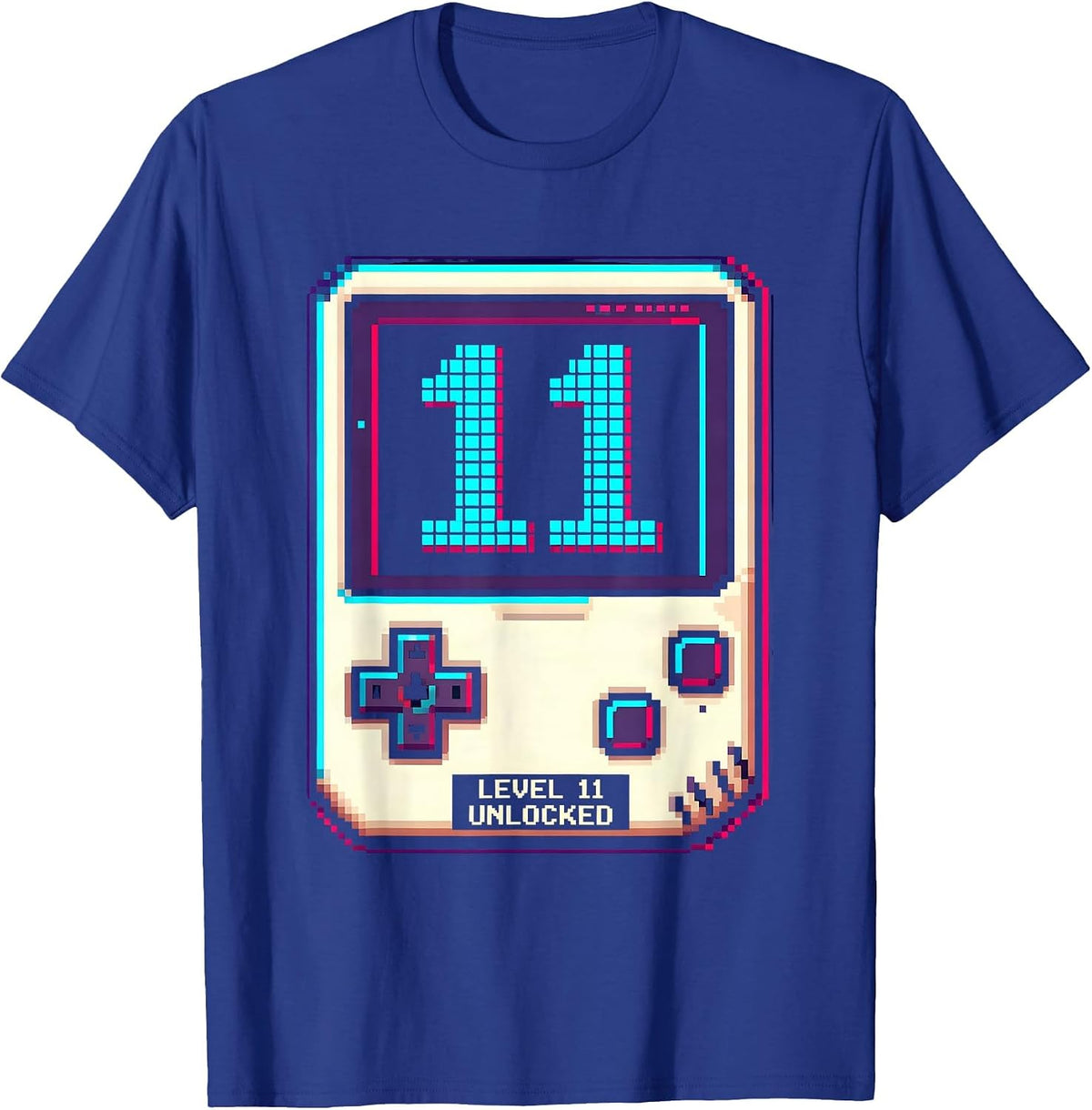 Level 11 Unlocked Pixel Art Gamer Birthday Milestone T-Shirt - Royal Blue