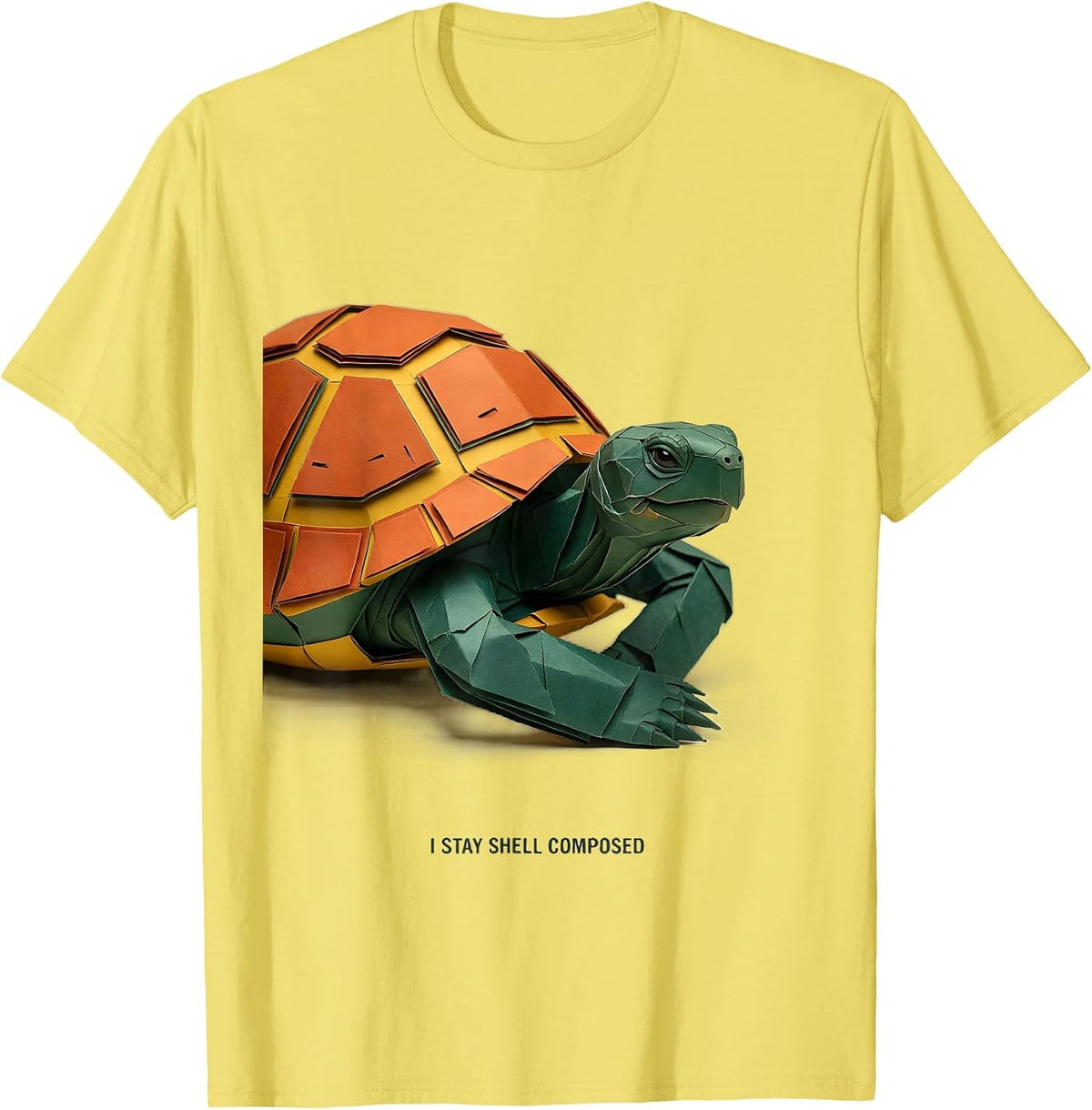 Men's I Stay Shell Composed Funny Tortoise Lover Pet Humor T-Shirt - Lemon Yellow