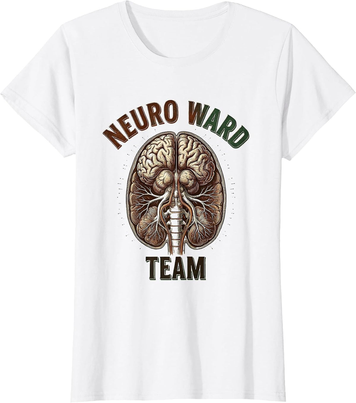 Women's Neuro Ward Team Vintage Human Anatomy Brain Science Student T-Shirt - White