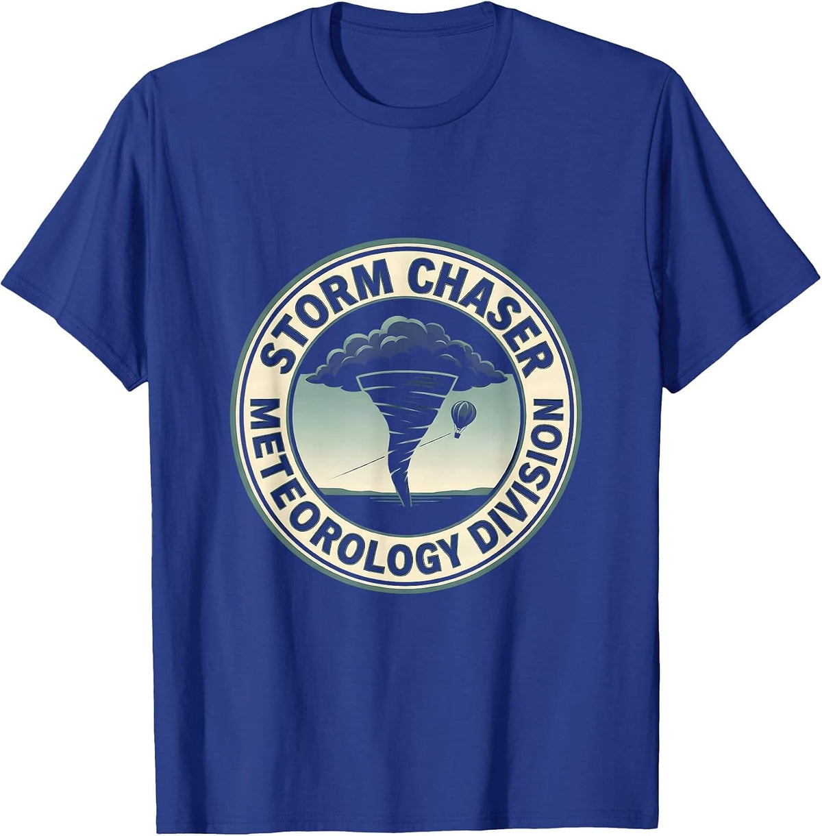 Men's Wedge Funnel Silhouette Storm Chaser Meteorology Humor T-Shirt - Royal Blue