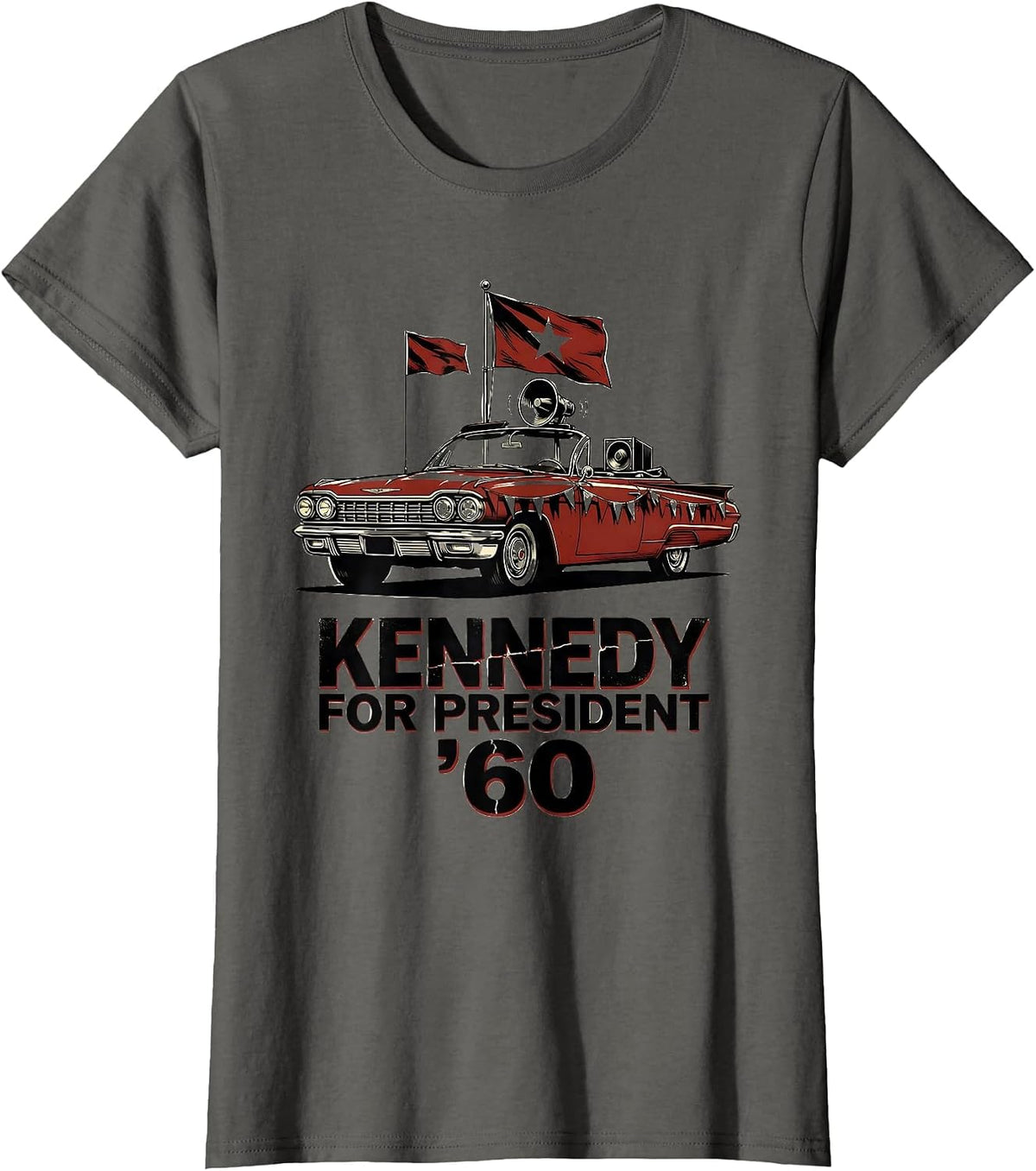 Women's Kennedy For President '60 Vintage Retro Political Nostalgia T-Shirt - Asphalt Grey