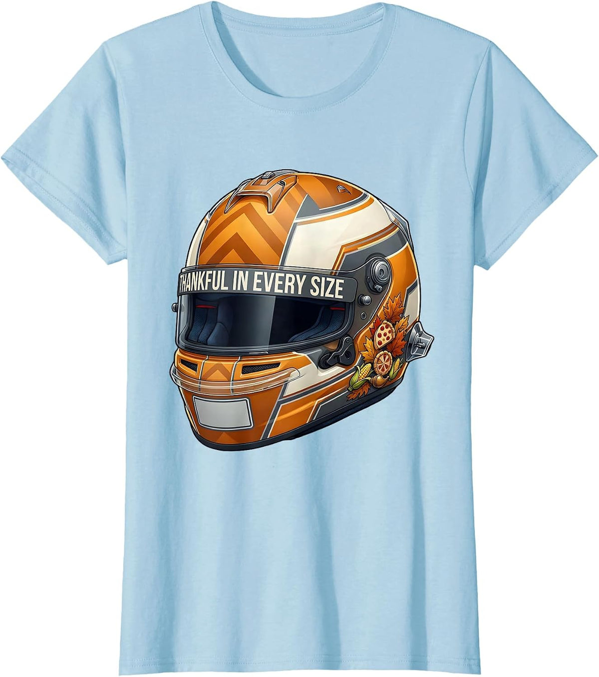 Women's Thankful in Every Size Plus Thanksgiving Design T-Shirt - Baby Blue