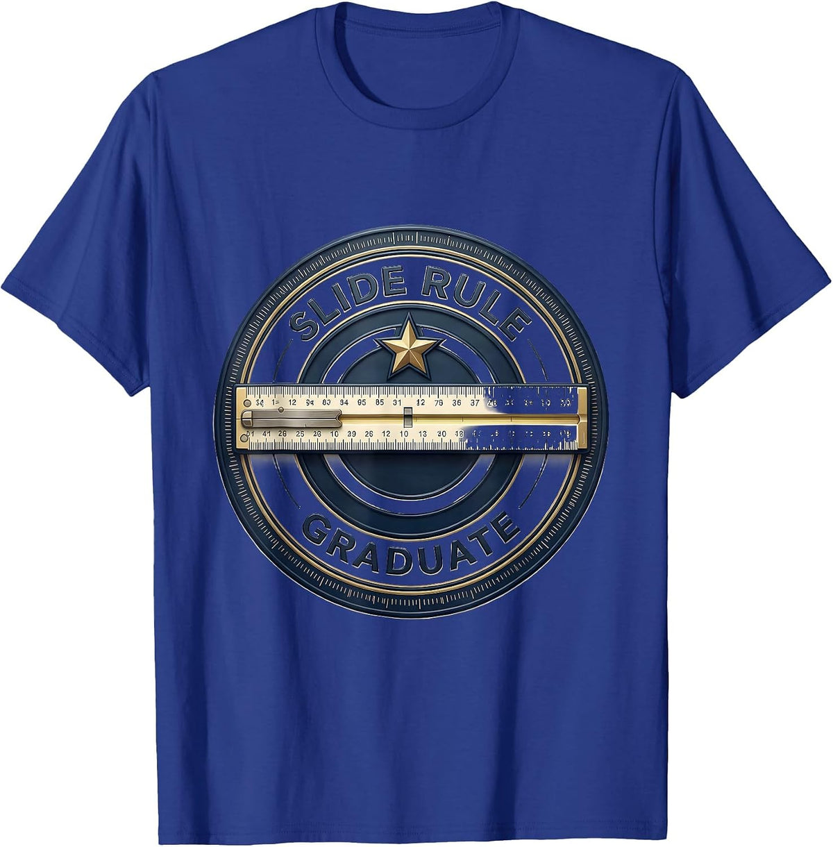 Slide Rule Graduate Classically Trained Retro Math Engineer T-Shirt - Royal Blue