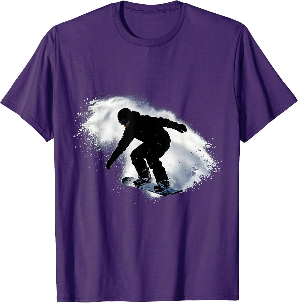 Men's Snowboarder Powder Spray Carving Graphic T-Shirt - Purple