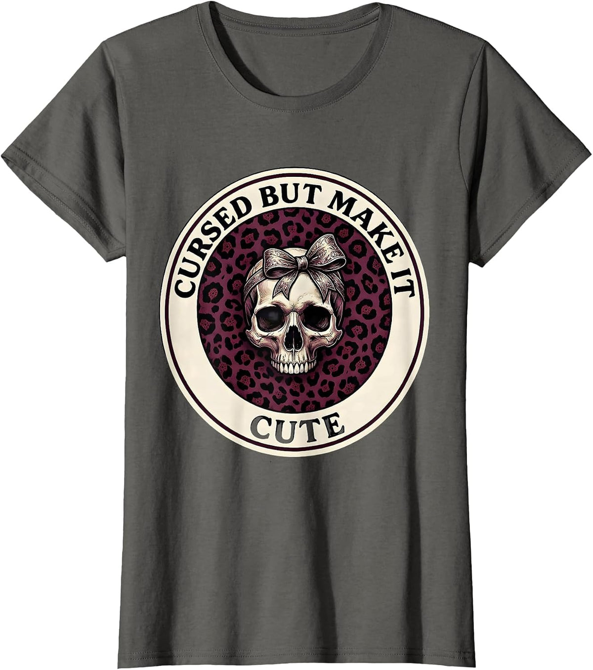 Women's Cursed But Make It Cute Goth Aesthetic Design T-Shirt - Asphalt Grey