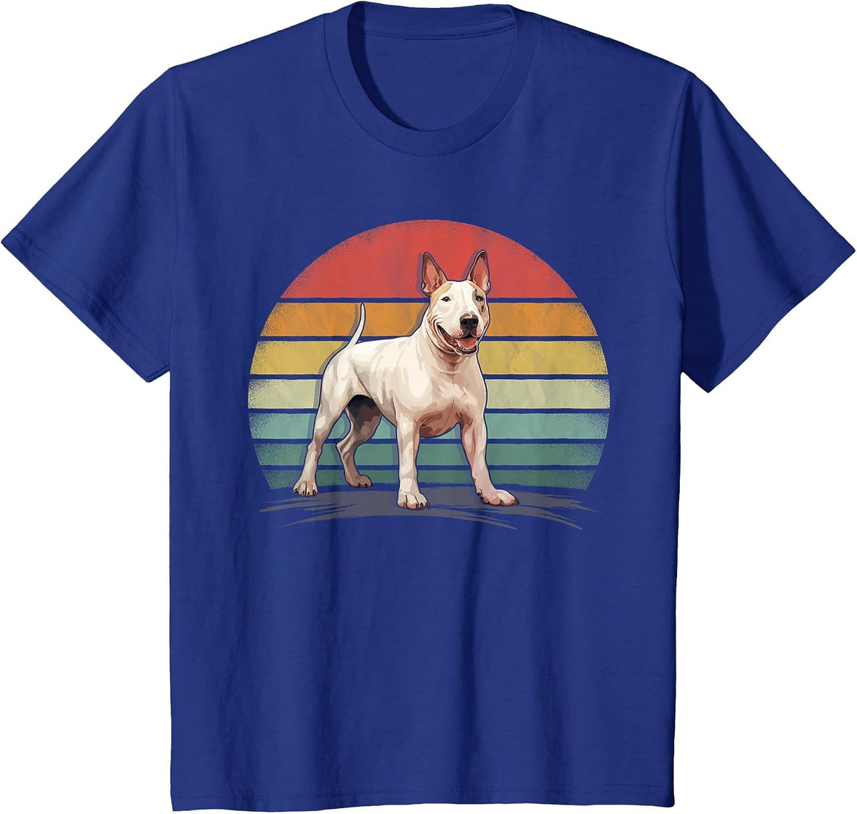 Bull Terrier Dog Retro Style Distressed Vintage Bull Terrier T-Shirt - Royal Blue