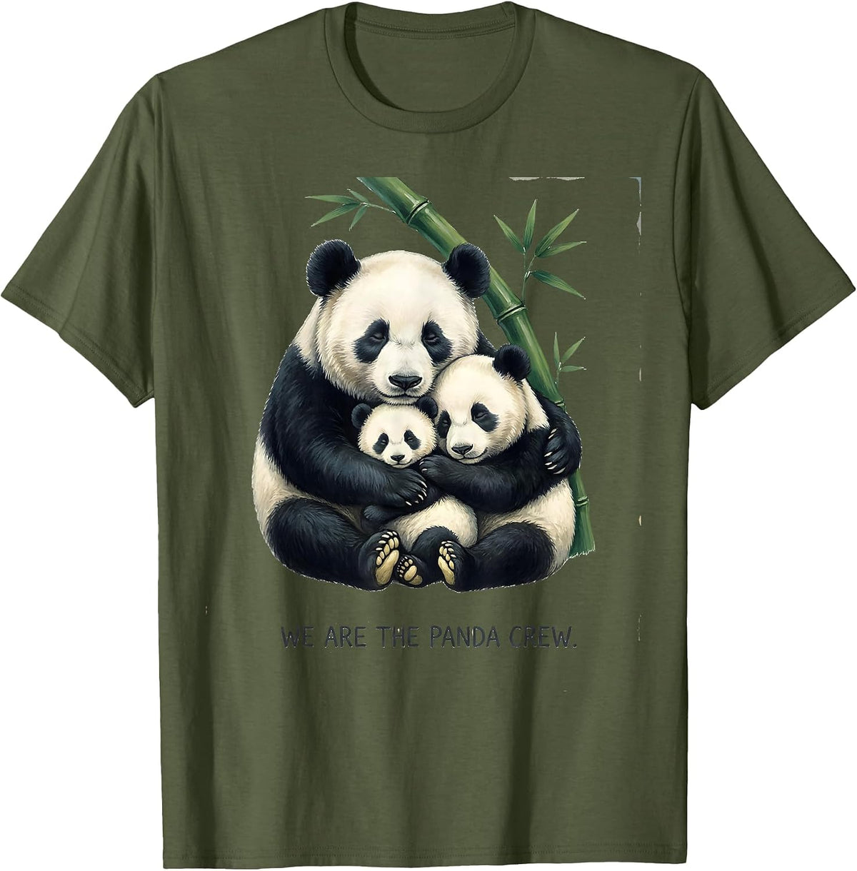 Men's We Are The Panda Crew Storybook Cute Panda Fan Humor T-Shirt - Olive Green