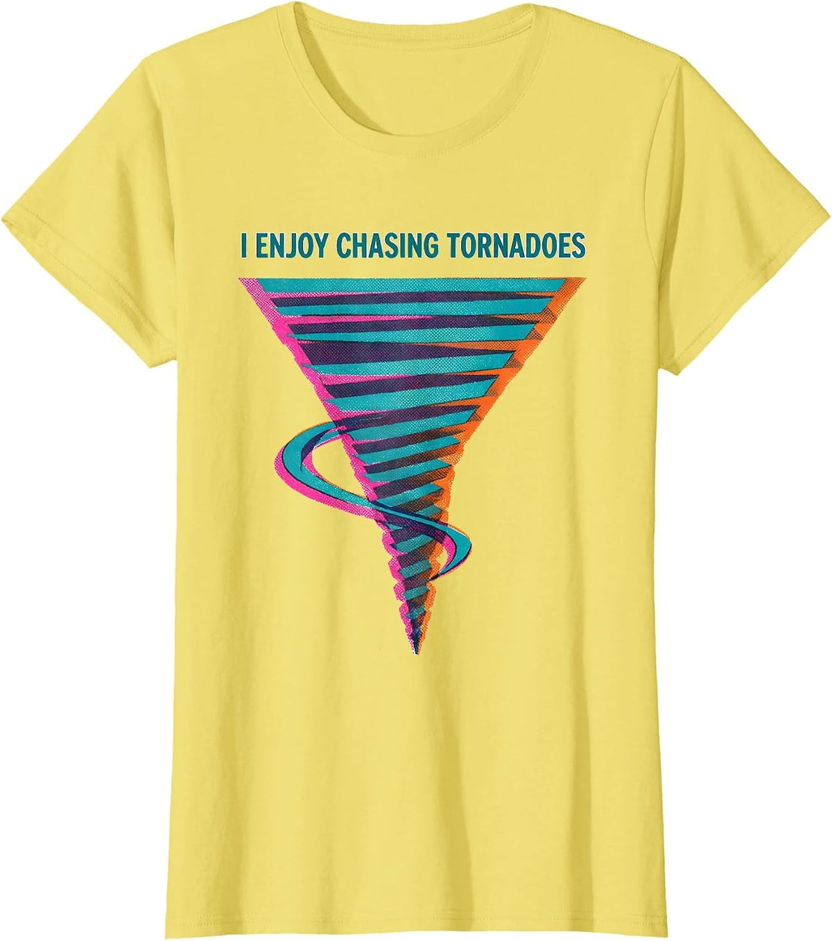 Women's I Enjoy Chasing Tornadoes Risograph Storm Chaser Meteorology T-Shirt - Lemon Yellow