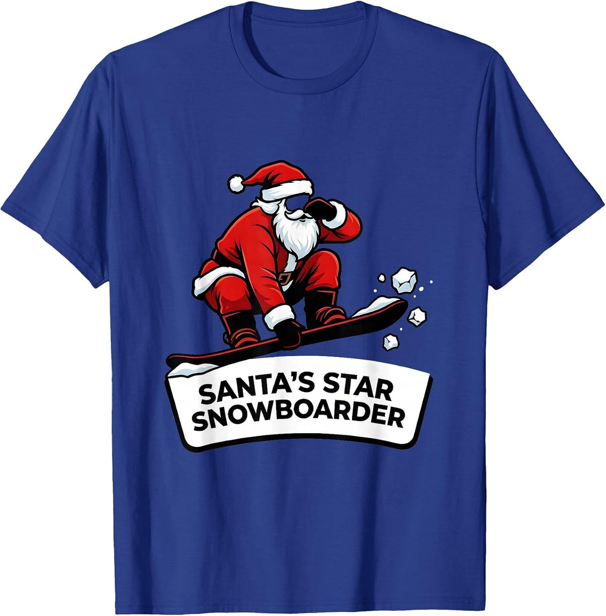 Men's Santa's Star Snowboarder Funny Christmas Snowboarder Gift T-Shirt - Royal Blue