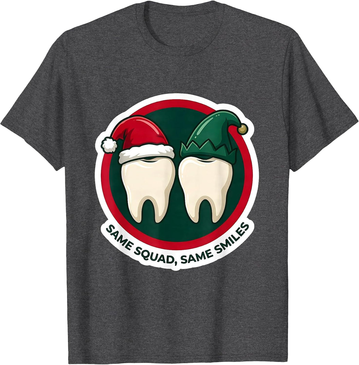 Men's Same Squad, Same Smiles Funny Dental Christmas Dental Team T-Shirt - Dark Heather Grey