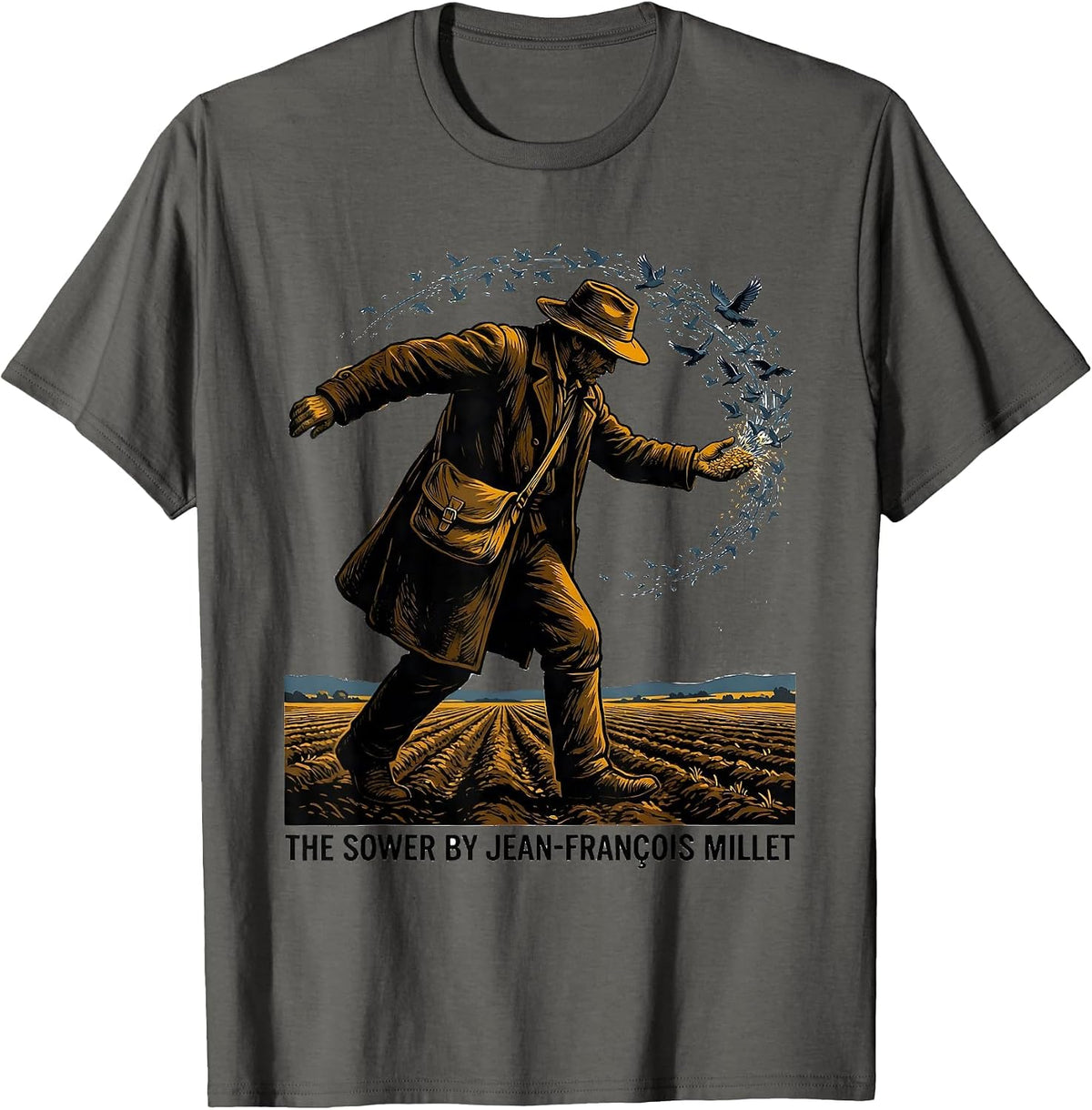 THE SOWER By Jean-François Millet Art History Enthusiast T-Shirt - Asphalt Grey