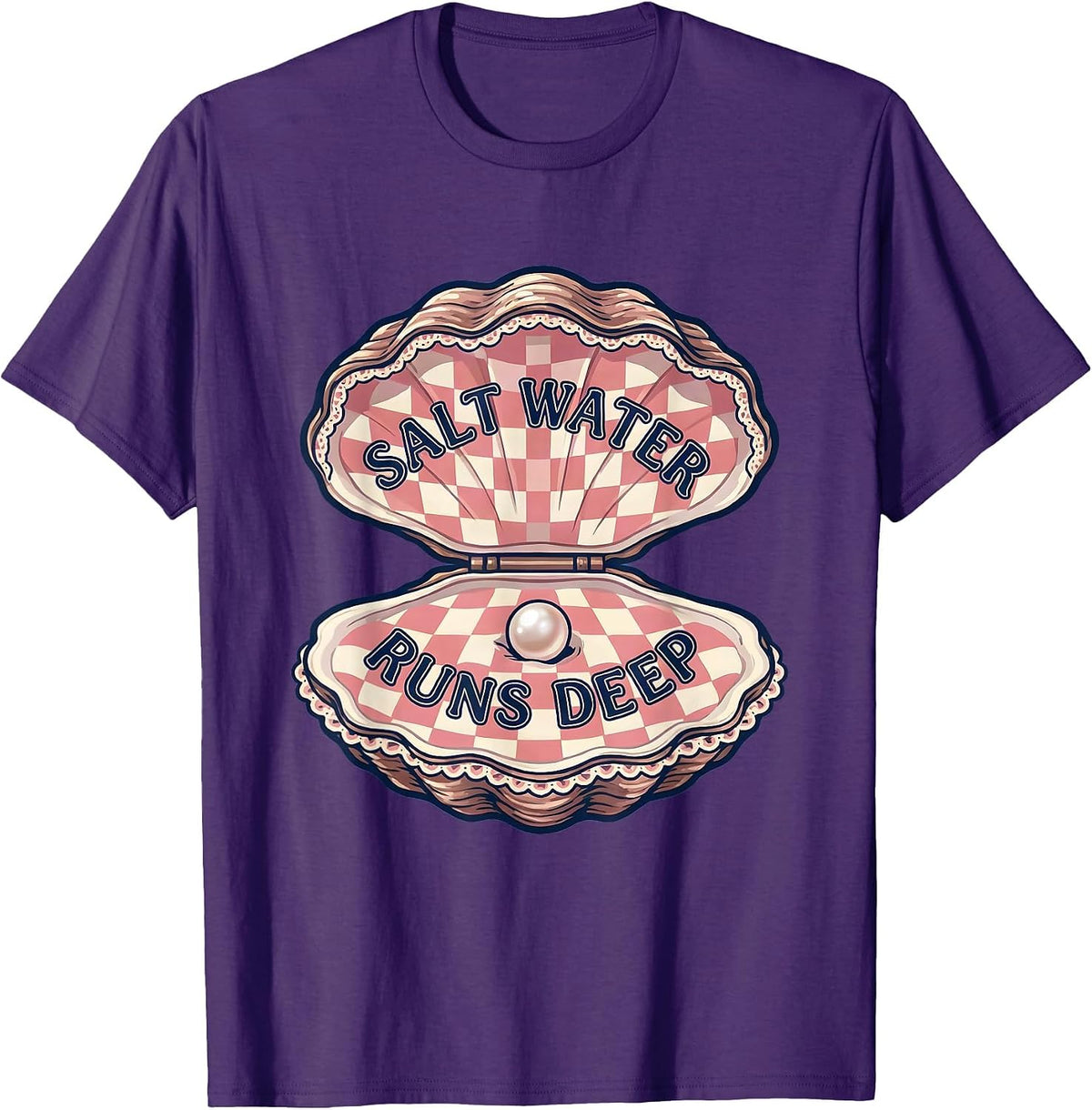 Salt Water Runs Deep Ocean Lover Design T-Shirt - Purple