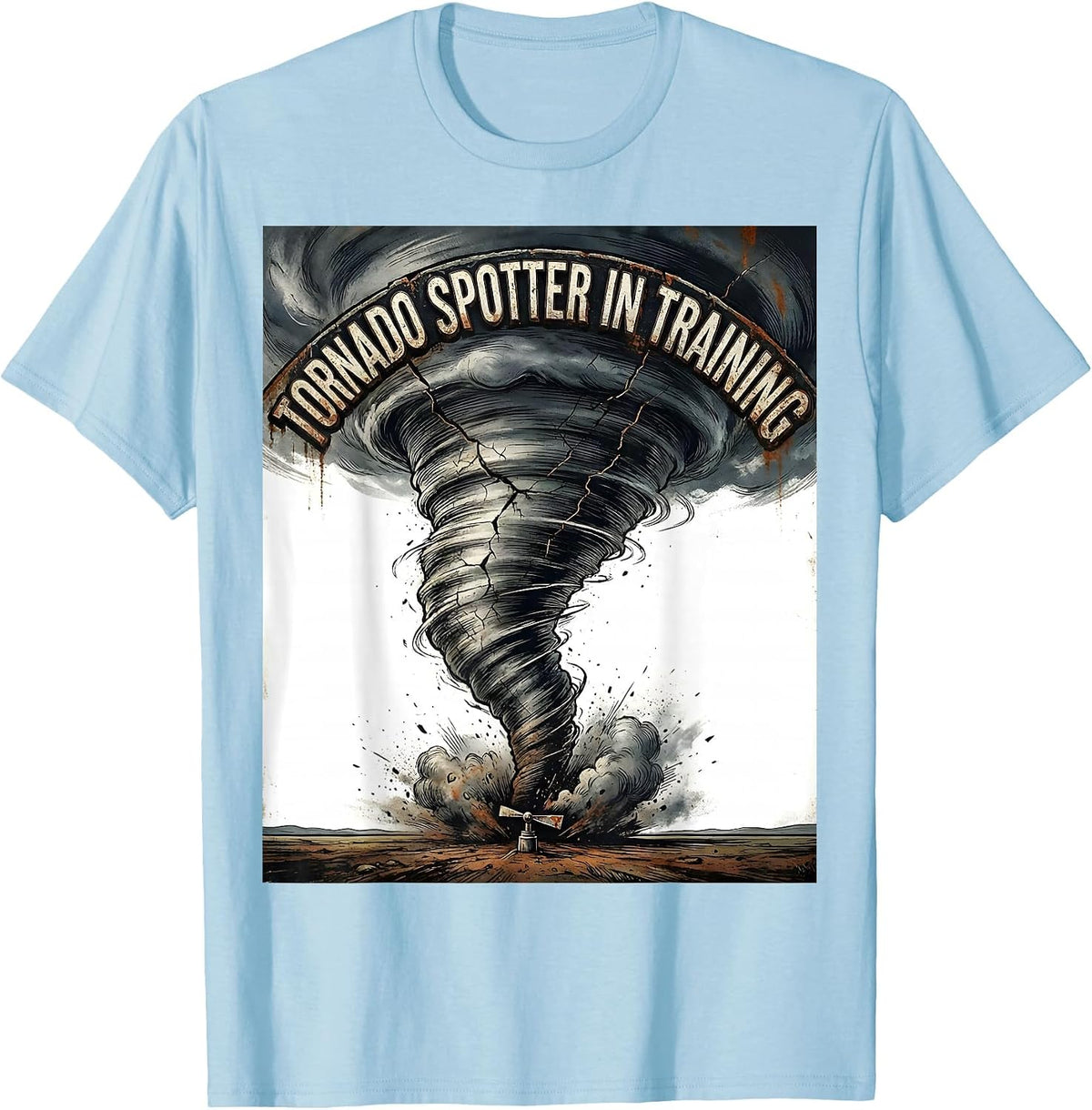 Men's Tornado Spotter In Training Distressed Storm Chaser T-Shirt - Baby Blue