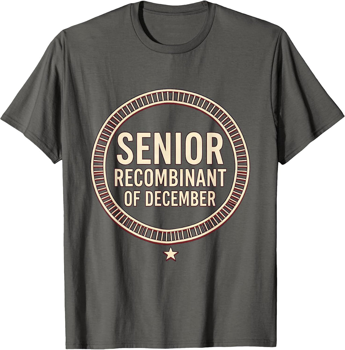 Men's Senior Recombinant of December Science Teacher DNA Humor T-Shirt - Asphalt Grey
