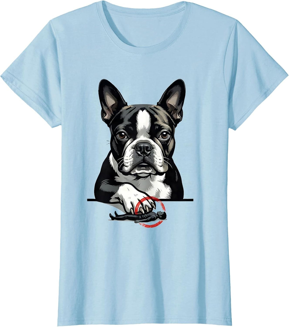 Boston Terrier Oversized Editorial Breed Humor Gift T-Shirt - Baby Blue