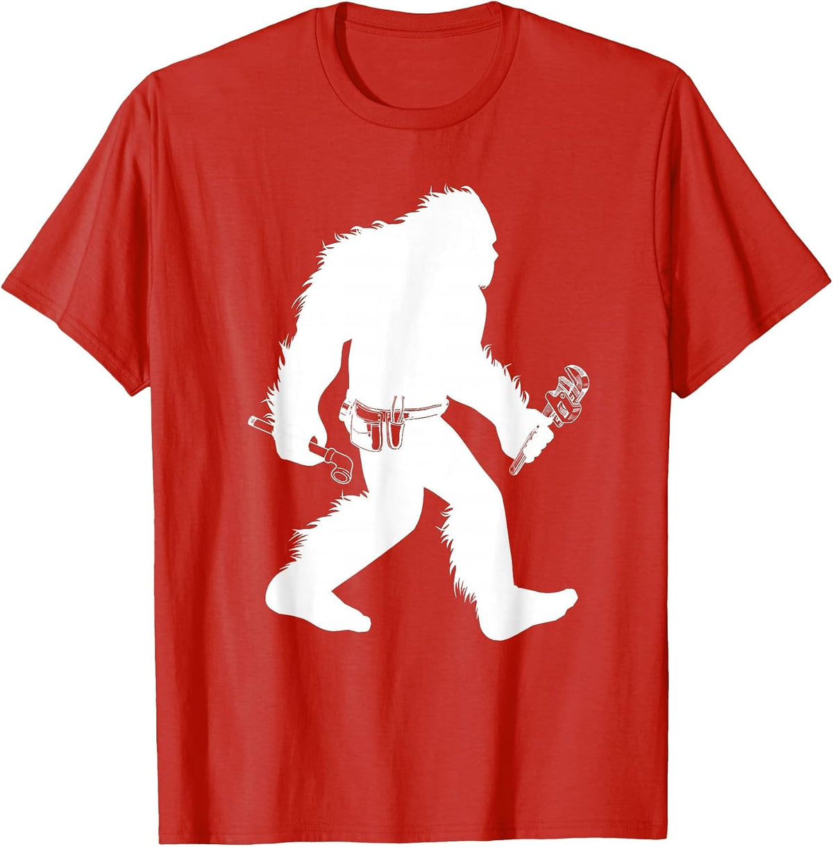 Bigfoot Pipefitter Cryptid Welder Sasquatch Steamfitter T-Shirt - Red