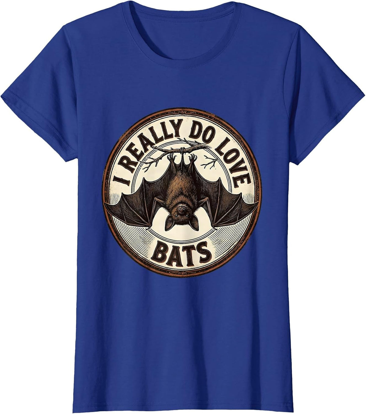 Women's I Really Do Love Bats Vintage Bat Lover Wildlife T-Shirt - Royal Blue